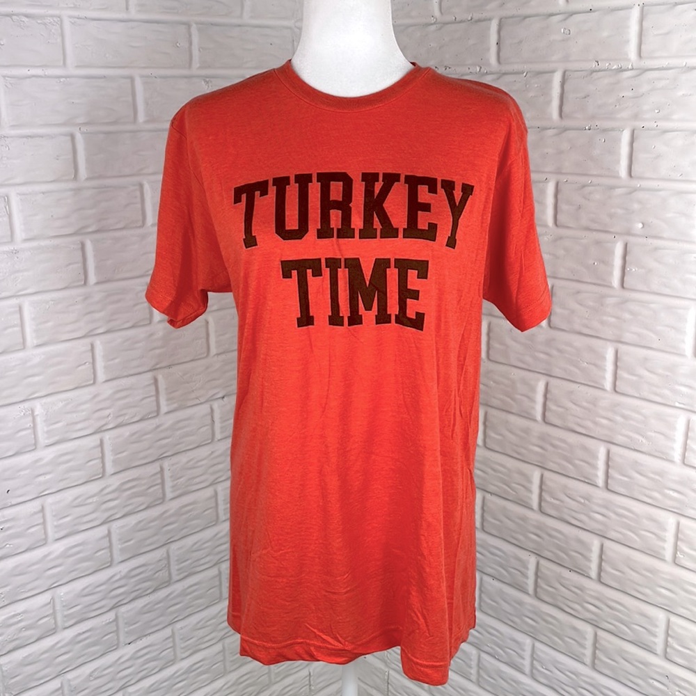 TULTEX TURKEY TIME T SHIRT ORANGE BROWN SIZE MEDIUM NWOT